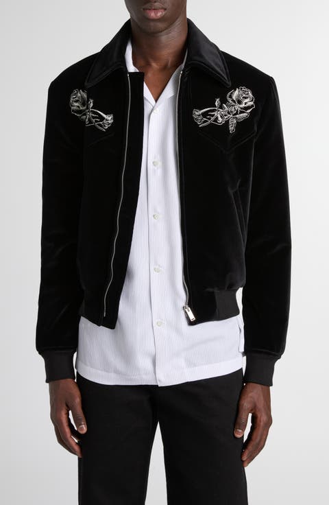 Soho Embroidered Velveteen Bomber Jacket