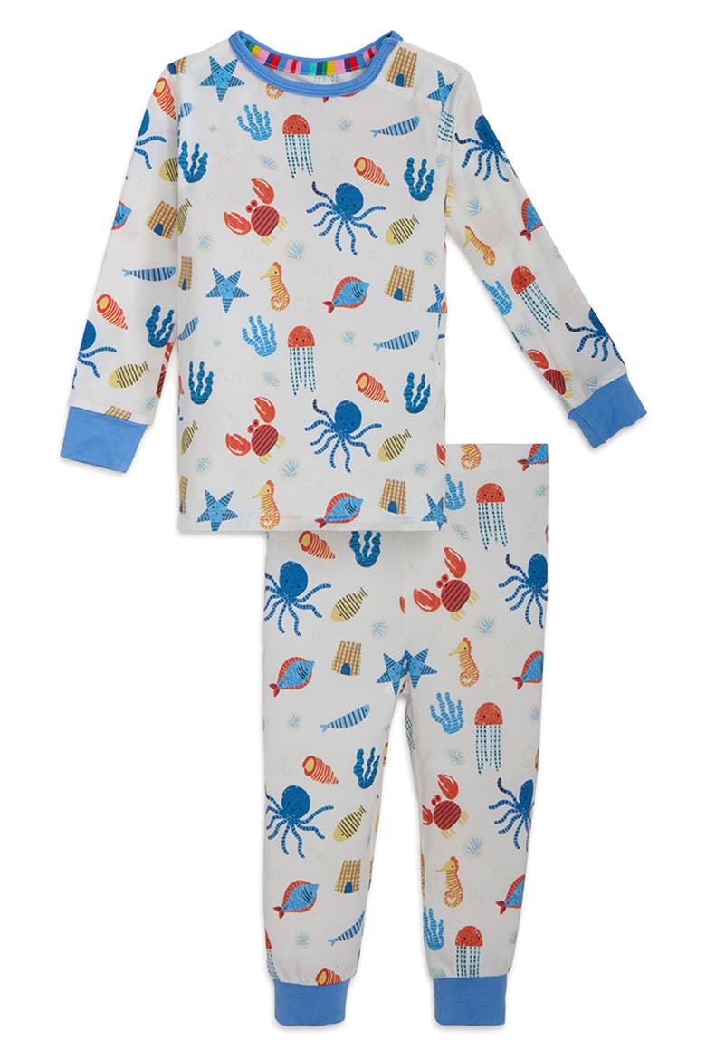 Kids' Deep Ocean Two-Piece Fitted Pajamas, Main, color, WHITE