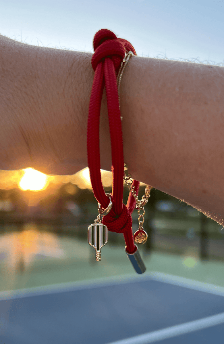 Nickel & Suede Pickleball Paddle Charm, Alternate, color, Gold