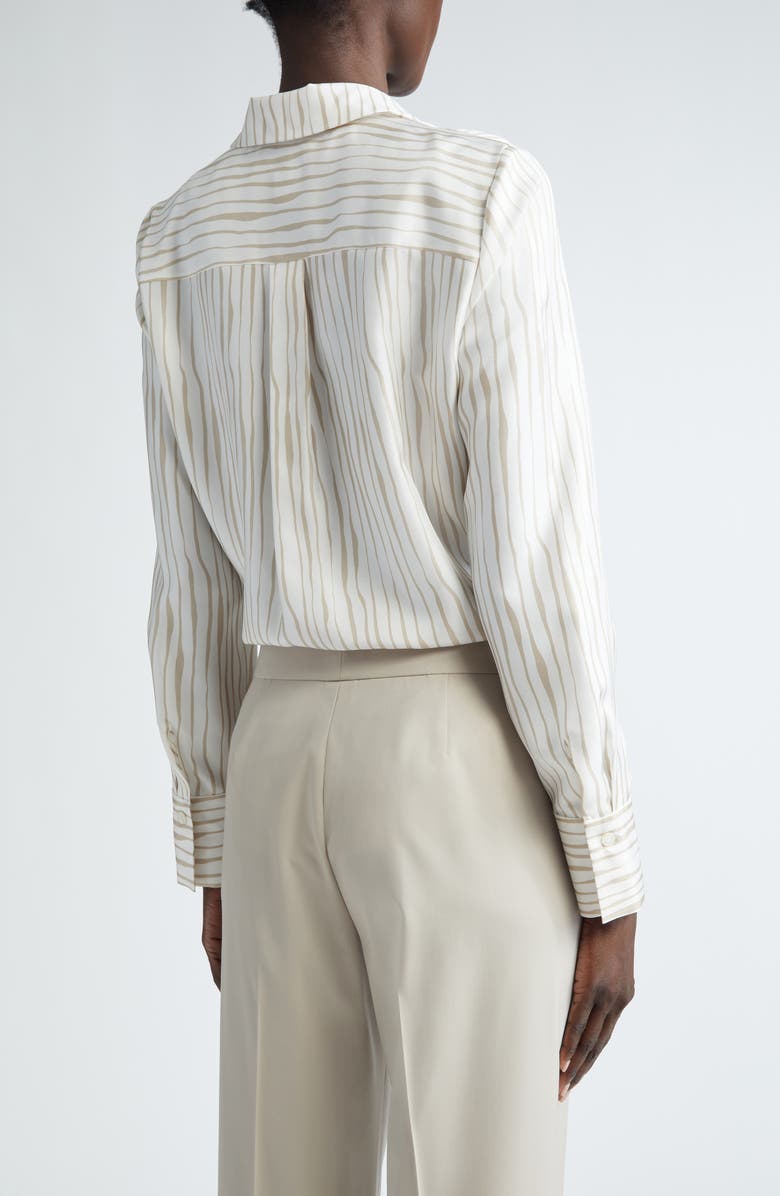 Lafayette 148 New York Scottie Stripe Silk Twill Button-Up Shirt, Alternate, color,