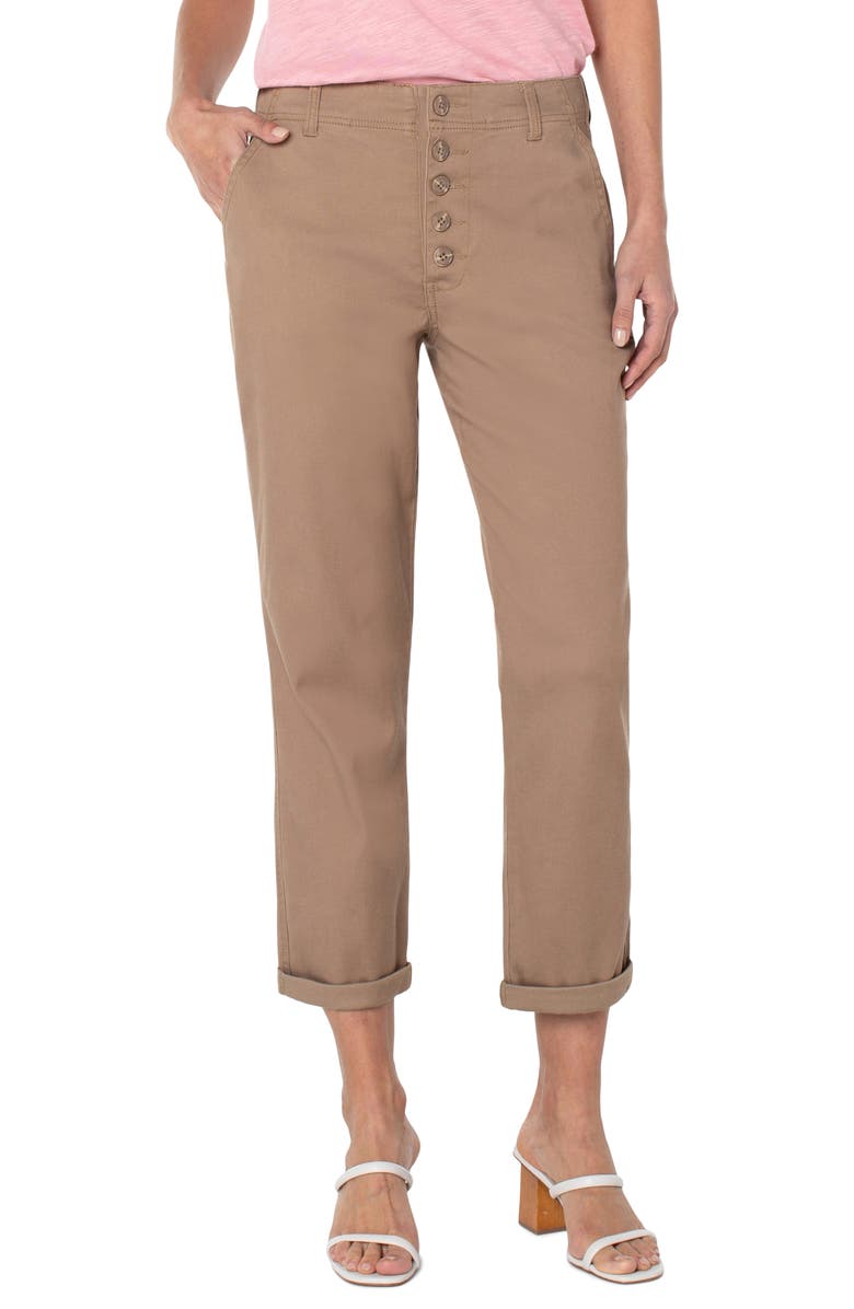 Liverpool Los Angeles x Living in Yellow High Waist Cuffed Crop Button Fly Pants, Main, color,