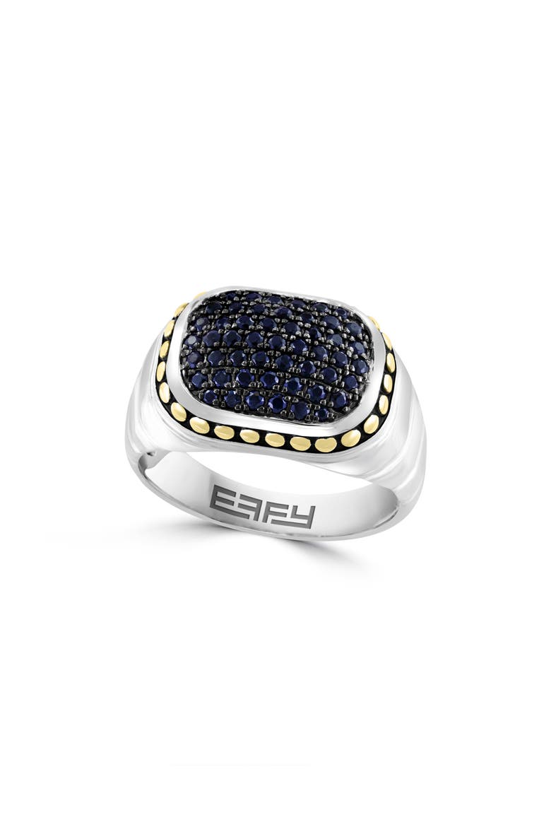 Men's Two-Tone Sapphire Signet Ring, Main, color, BLACK