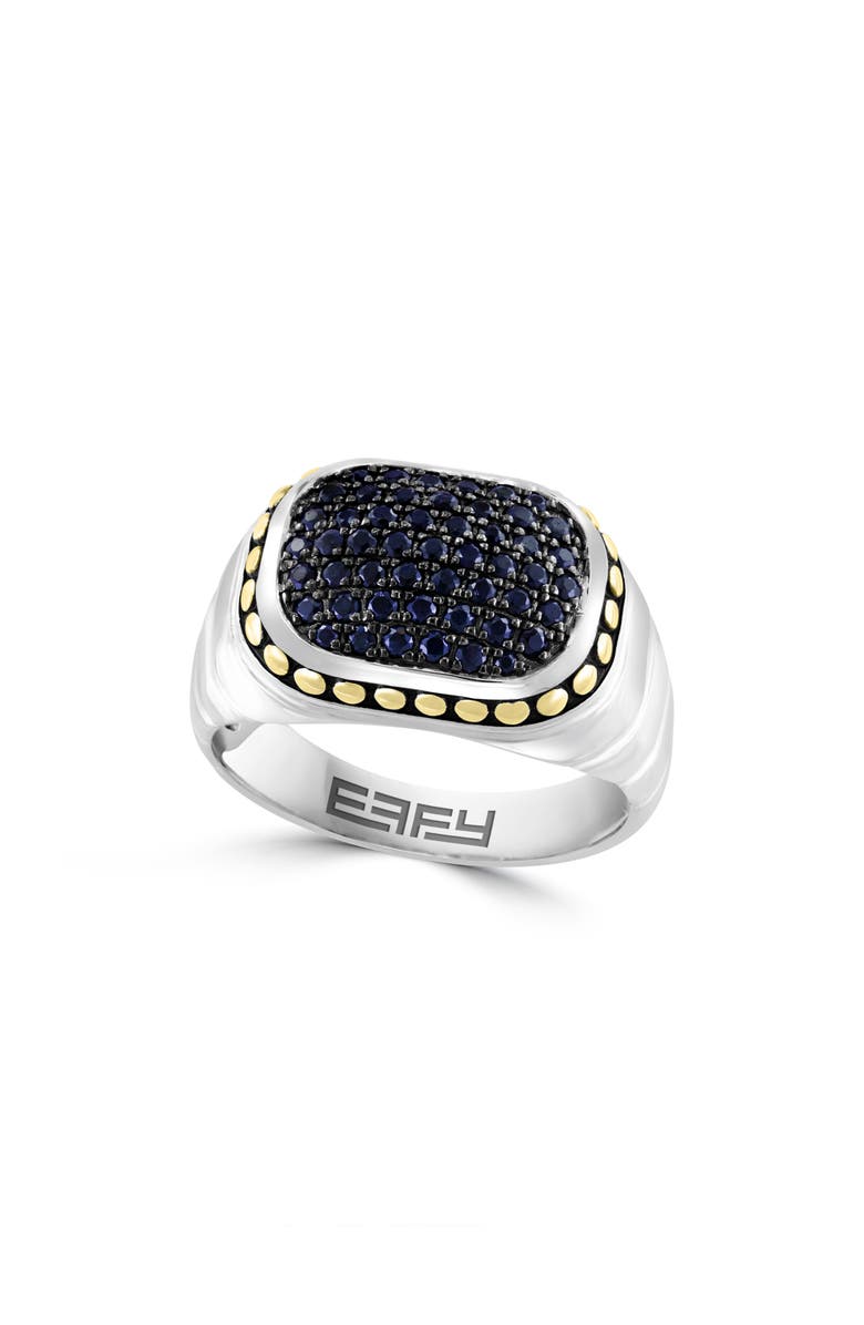 EFFY Men's Two-Tone Sapphire Signet Ring, Main, color, Black