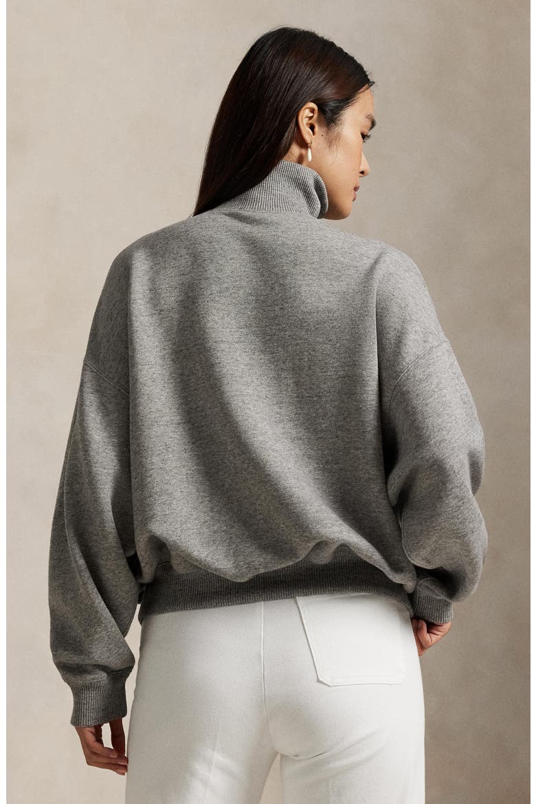 Rib Trim Mock Neck Pullover, Alternate, color, DARK VINTAGE HEATHER
