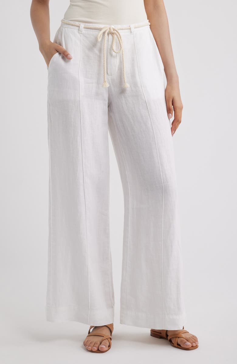 Bella Dahl Pintuck Linen Pants, Main, color, White