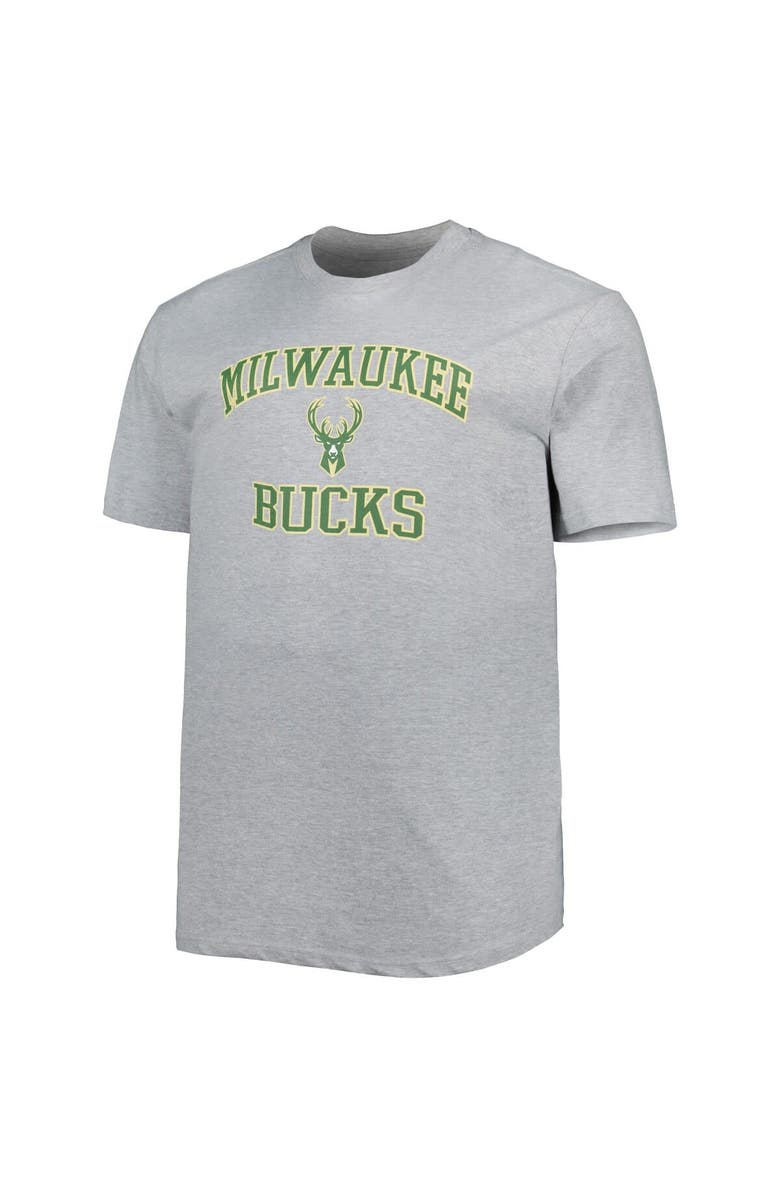 PROFILE Men's Heathered Gray Milwaukee Bucks Big & Tall Heart & Soul T-Shirt, Alternate, color, Heather Gray