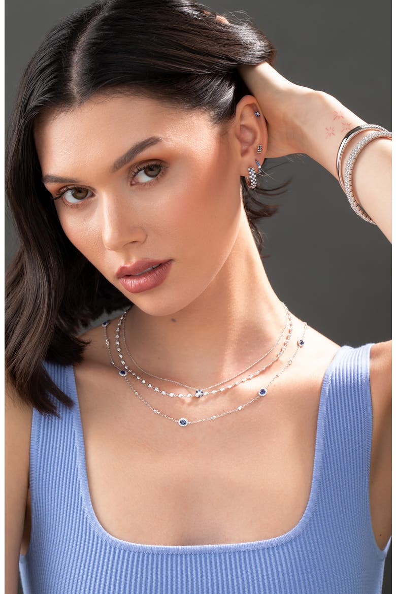 El Mar Gemstone & Diamond Hoop Earrings (Nordstrom Exclusive), Alternate, color, 18K W. GOLD/ SAPPHIRE/ DIAMOND