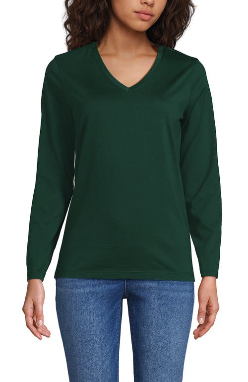 Lands' End Relaxed Supima Cotton Long Sleeve V-neck T-shirt In Green