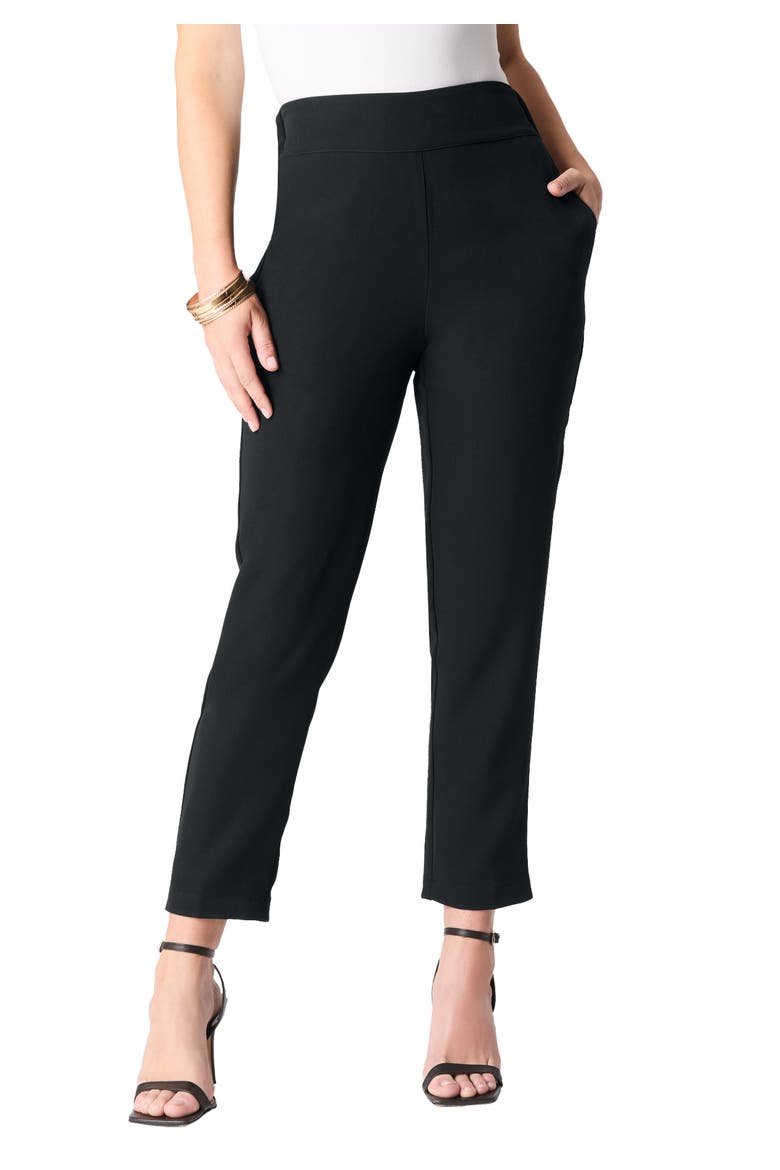 Plus Size Bi Stretch Straight Leg Pull On Ankle Pant, Main, color, BLACK