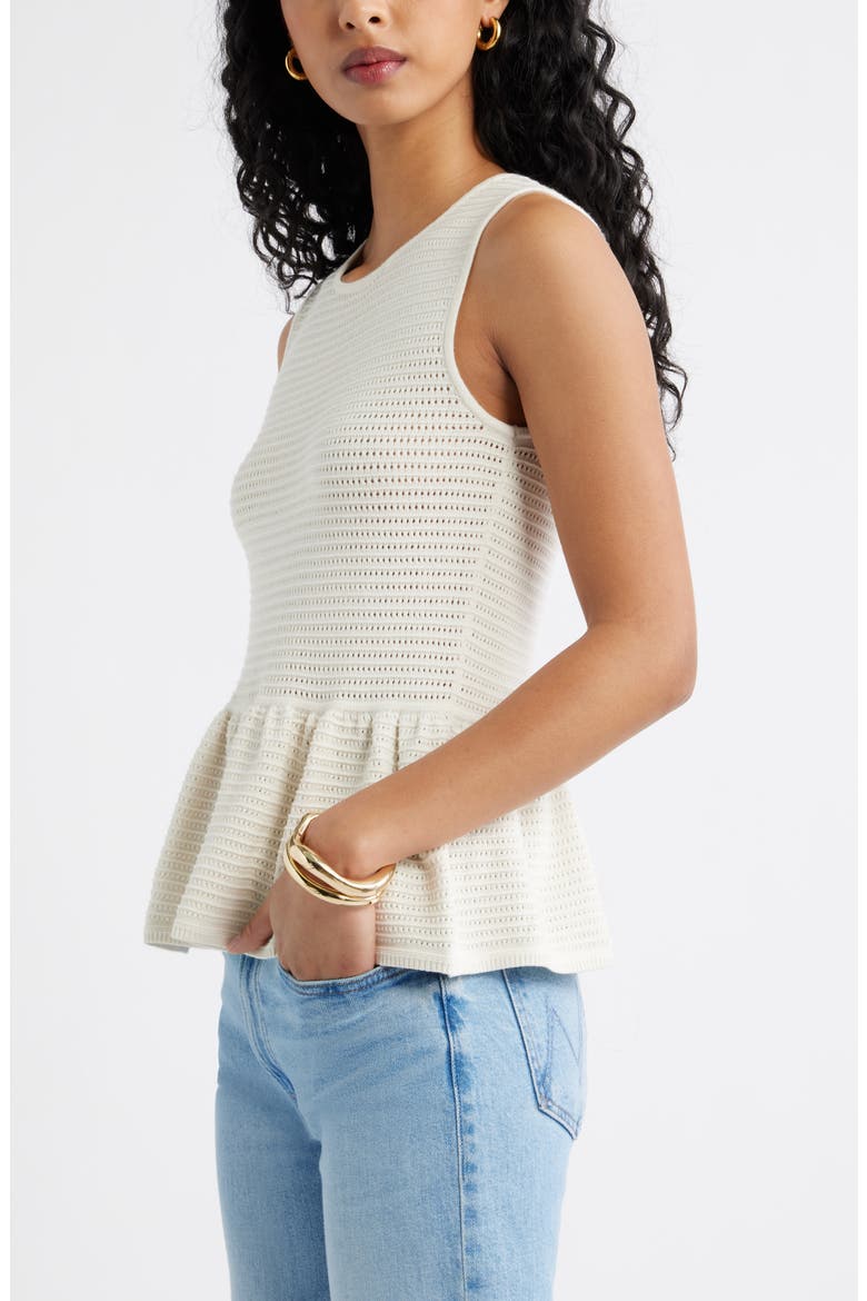 Open Stitch Peplum Sweater Tank, Alternate, color, IVORY DOVE
