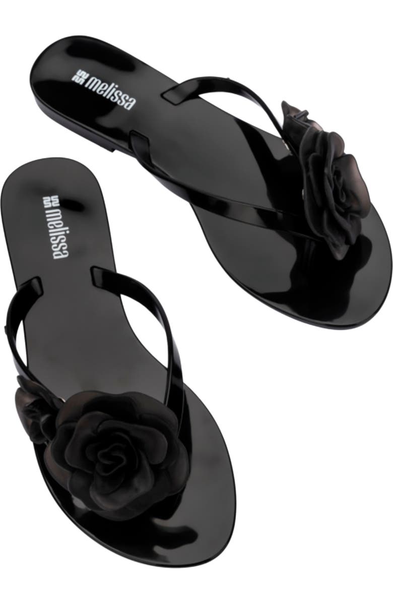 Melissa Harmonic Petals Flip Flop, Alternate, color, Black