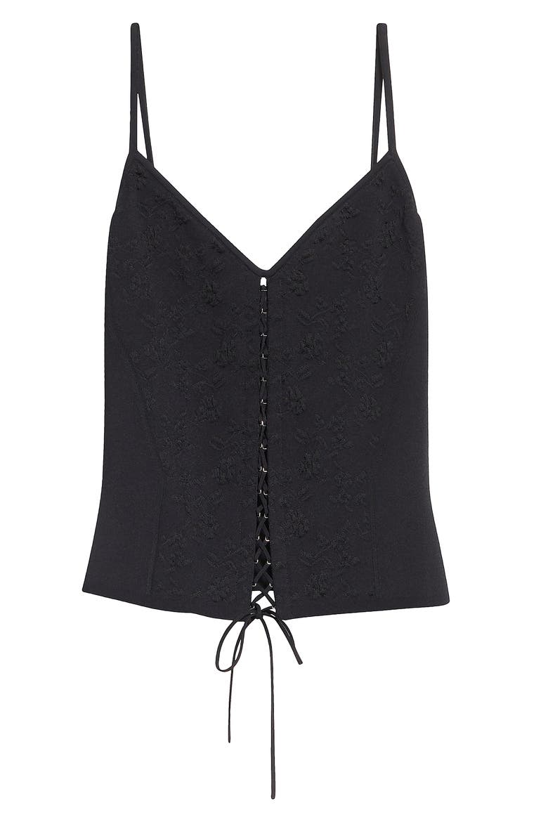 Floral Jacquard Corset Camisole, Main, color, BLACK
