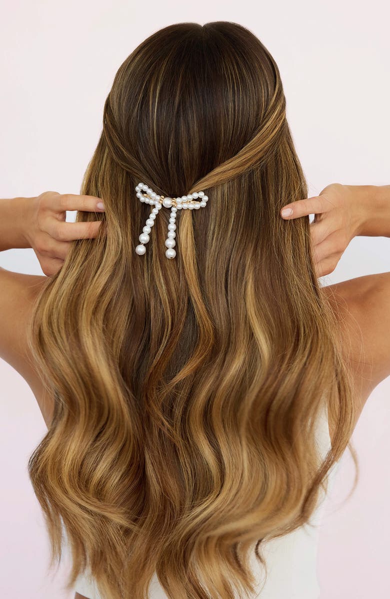 Ettika Aurora Faux Pearl Barrette, Alternate, color, Gold