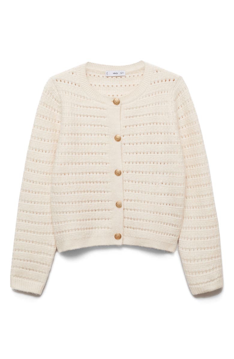 MANGO Open Stitch Cardigan, Alternate, color, Ecru