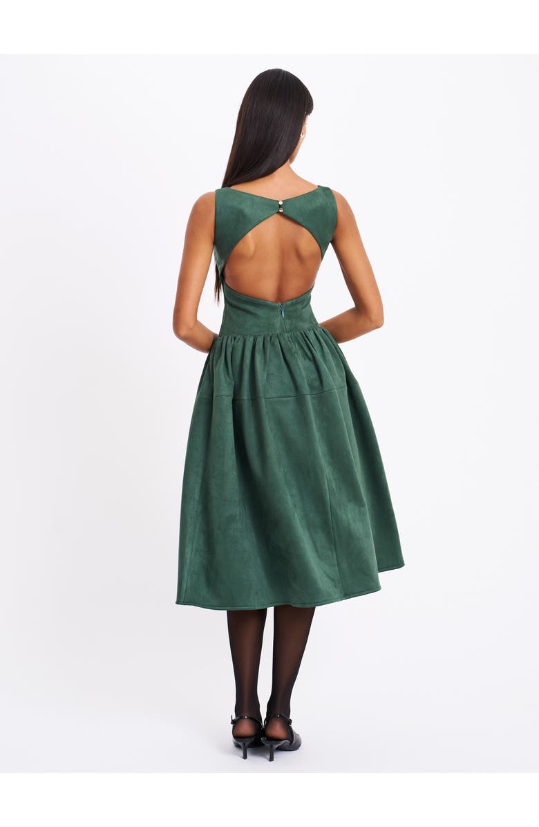 Miss Circle Laila Suede Boat Neck Backless Midi Dress, Alternate, color, Green