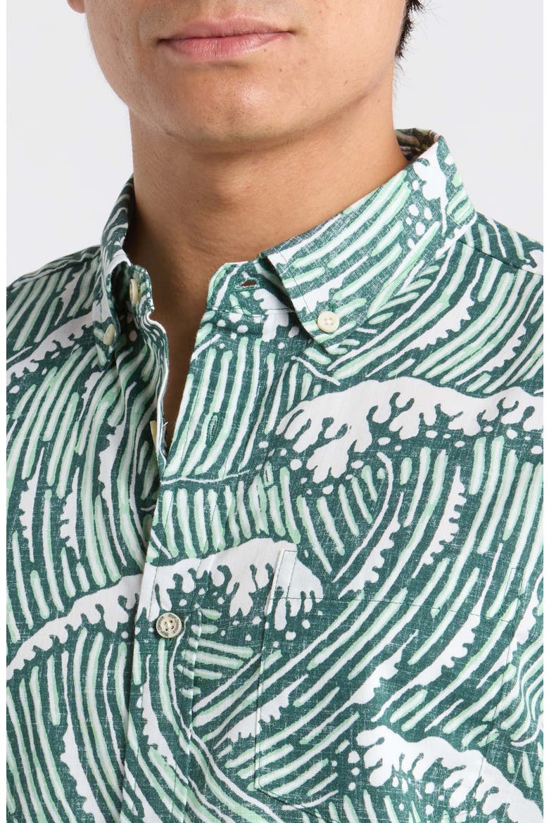 Super Swells Button-Down Shirt, Alternate, color, GREEN