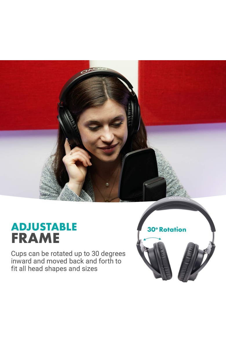 MOVO MH-100 Hi-Fi Studio Headphones with Microphone, Alternate, color, Black