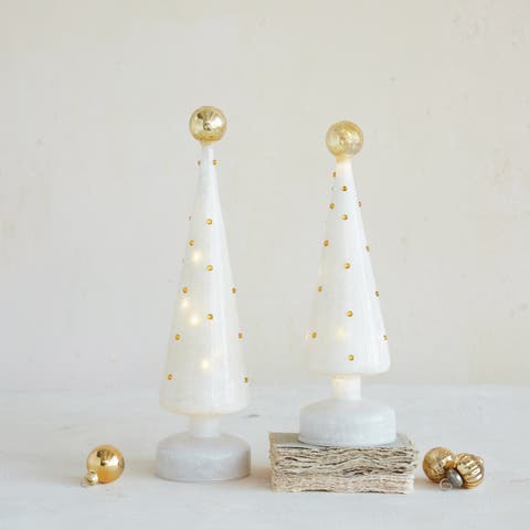 Embossed Mercury Glass Tree with LED