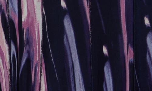 Connected Apparel Mesh A-line Midi Dress In Navy/mauve