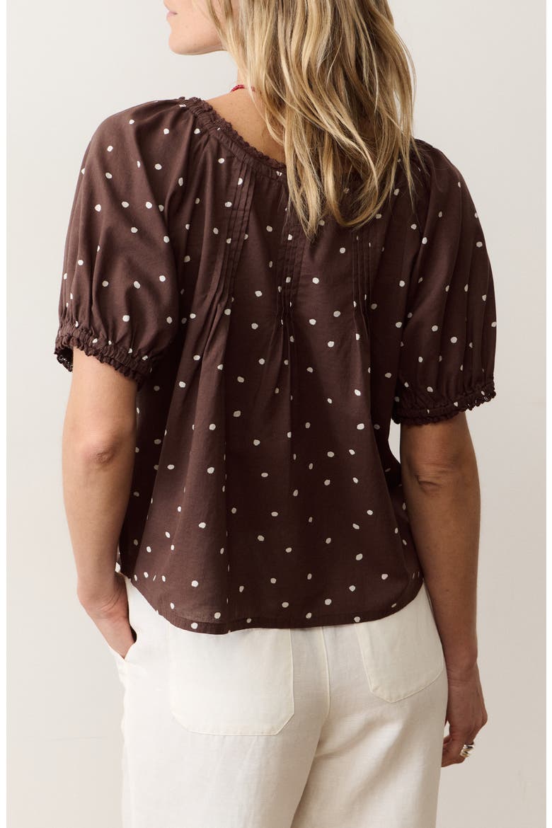 Celina Puff Sleeve Top, Alternate, color, CHOCOLATE POLKA DOT