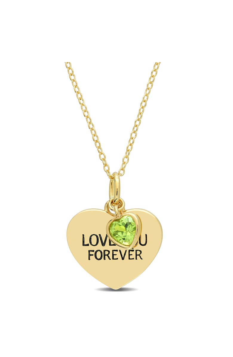 Julianna B. LOVE YOU FOREVER Heart Necklace Plated Silver, Main, color, Peridot