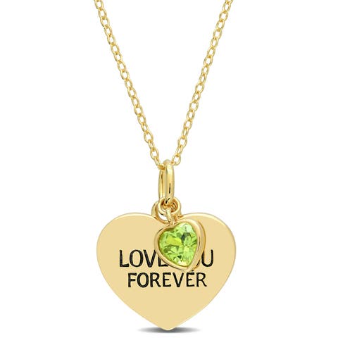 LOVE YOU FOREVER Heart Necklace Plated Silver