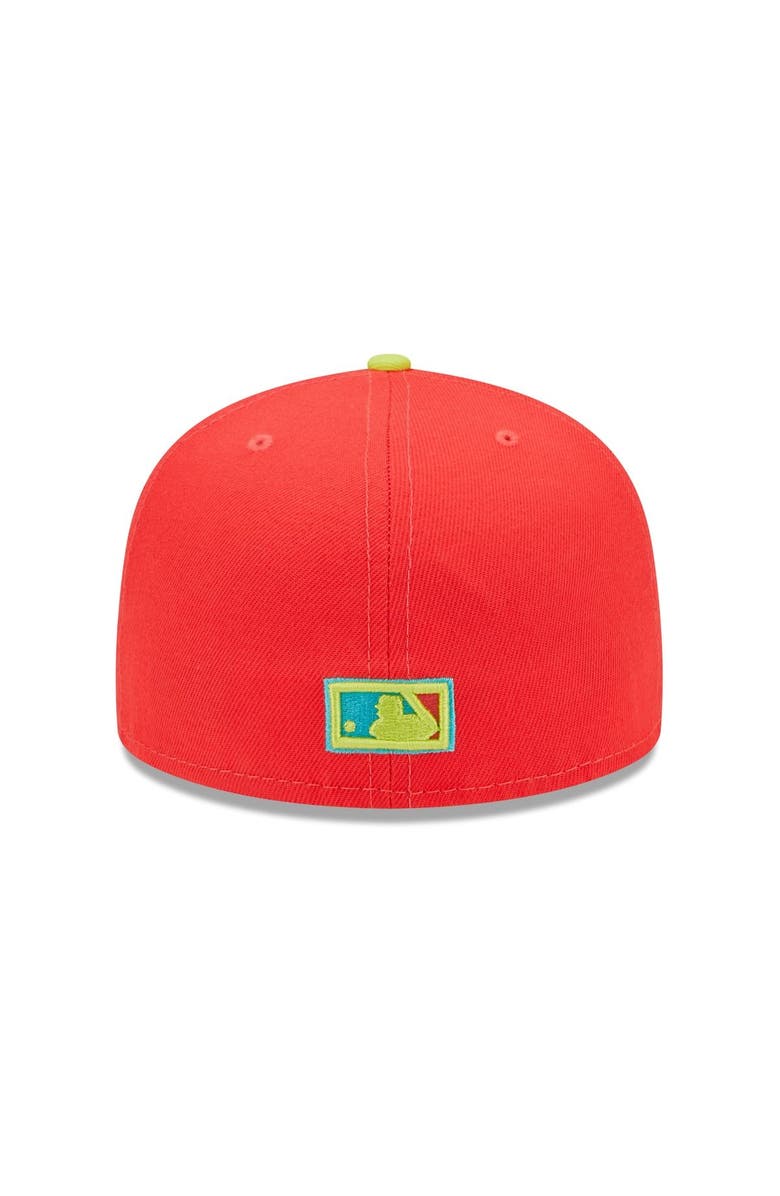 New Era Men's New Era Red/Neon Green Florida Marlins 1993 Inaugural Season  Lava Highlighter Combo 59FIFTY Fitted Hat, Alternate, color, 