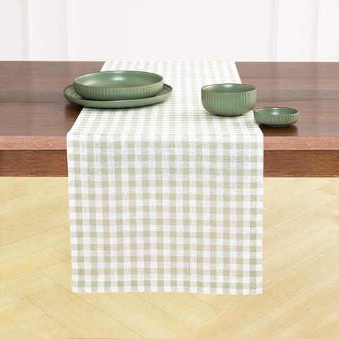 Linen Table Runner - Gingham Check
