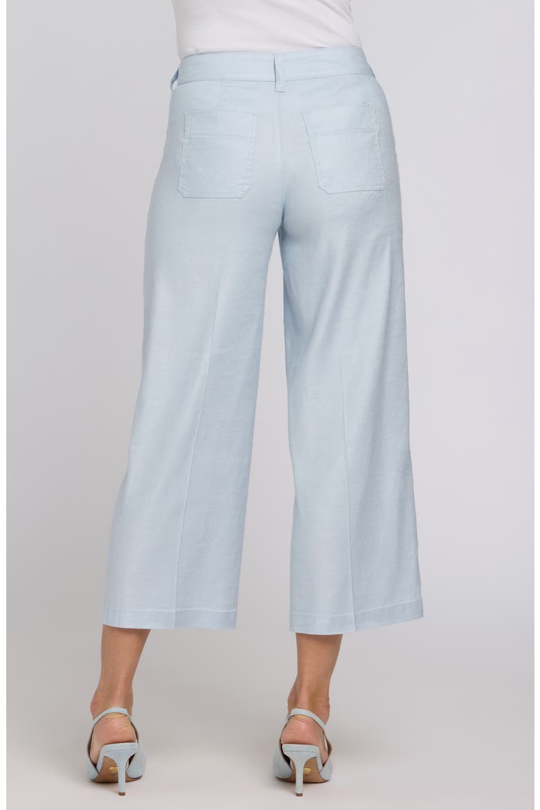 Linen Blend Crop Wide Leg Pants, Alternate, color, BLUE CLOVER