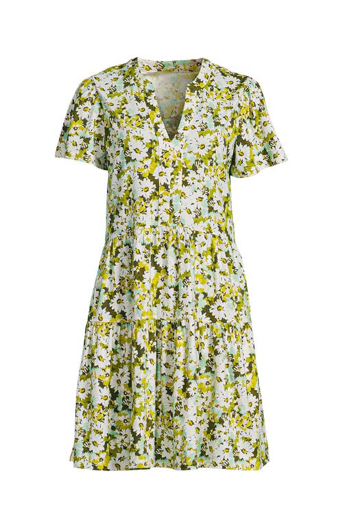 Lands' End Cotton Jersey Tiered Mini Dress In Green