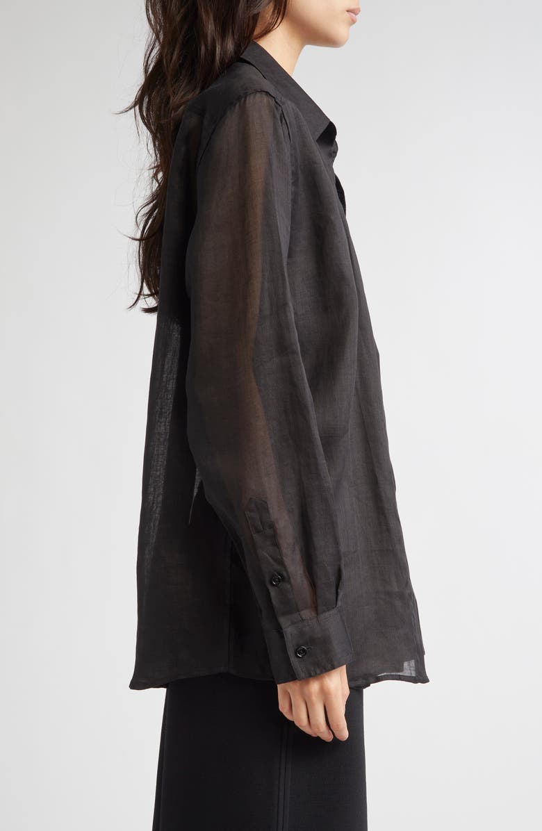 TOTEME Double Collar Button-Up Shirt, Alternate, color, Black