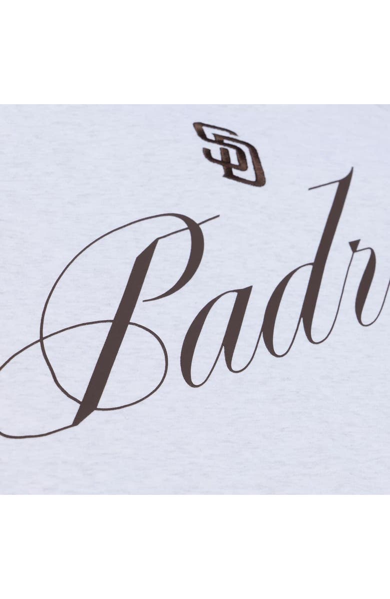 Mitchell & Ness Women's Mitchell & Ness  Heather Gray San Diego Padres Script Cropped Boxy T-Shirt, Alternate, color, Heather Gray