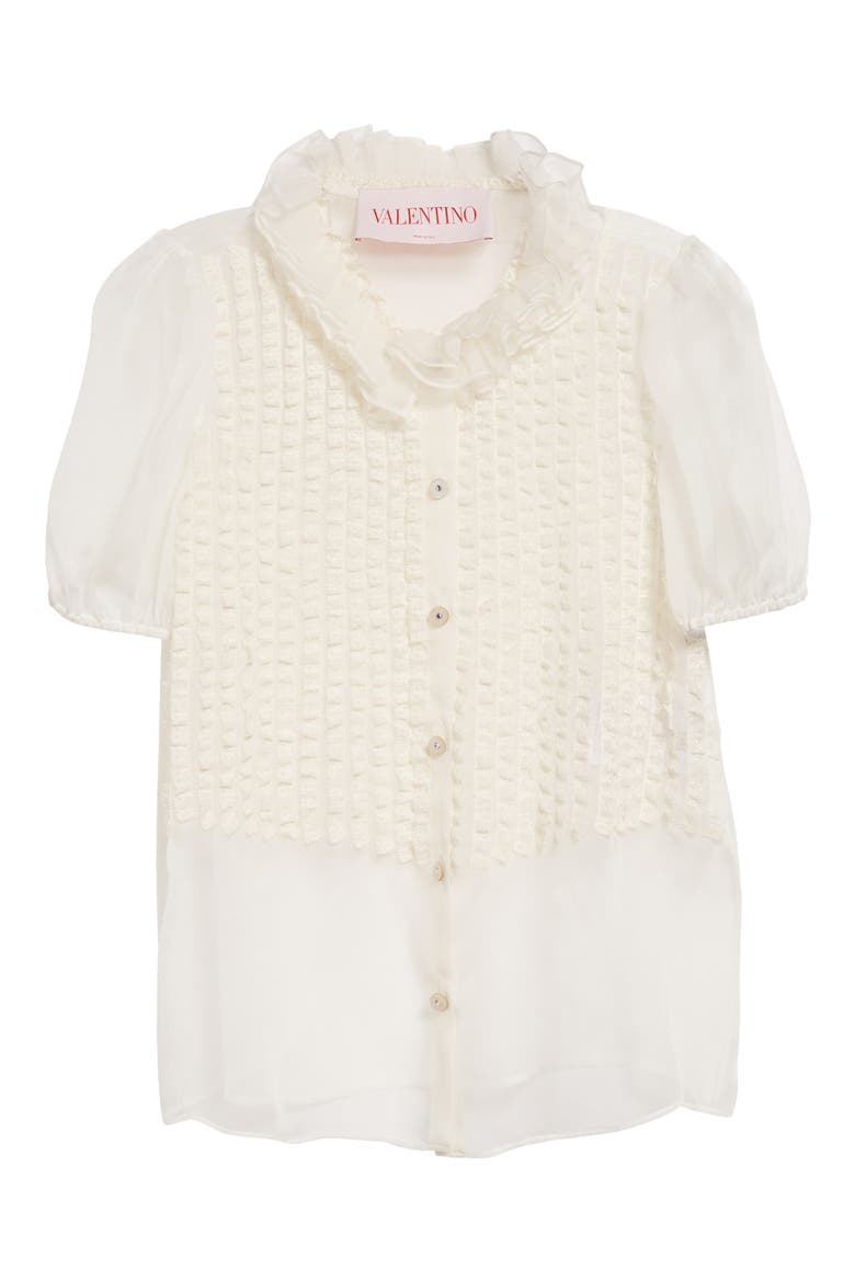 Ruffle Silk Chiffon Top, Alternate, color, IVORY
