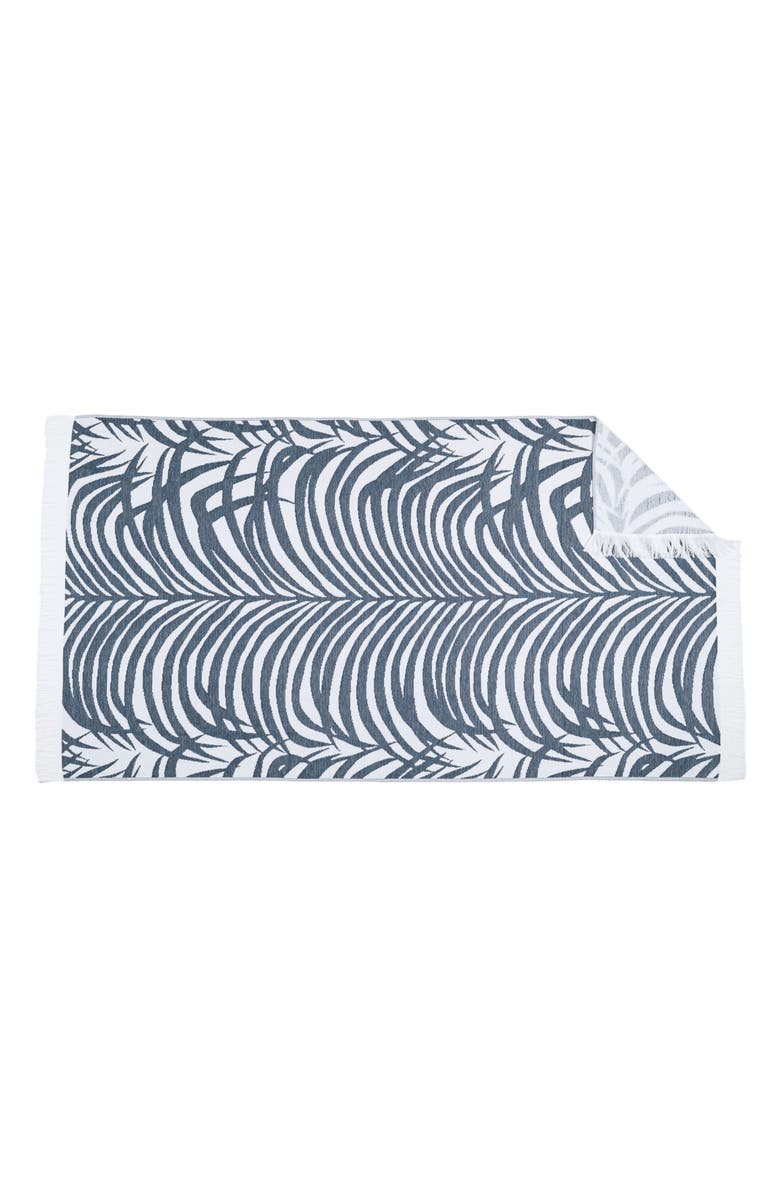 Matouk Zebra Palm Beach Towel, Alternate, color, Navy