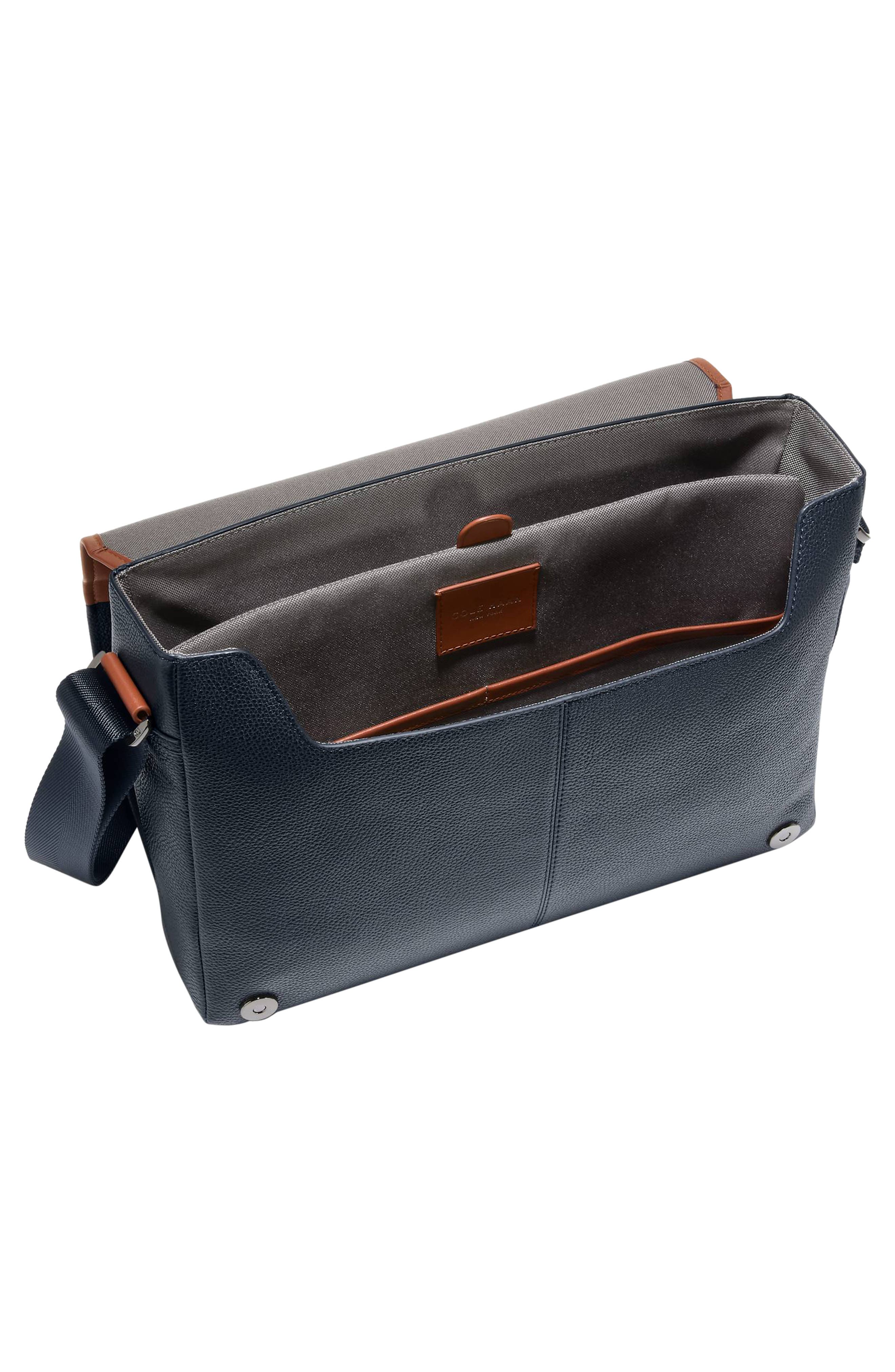 Cole Haan Damon Messenger Bag, Alternate, color, Navy Blazer/ New British Tan