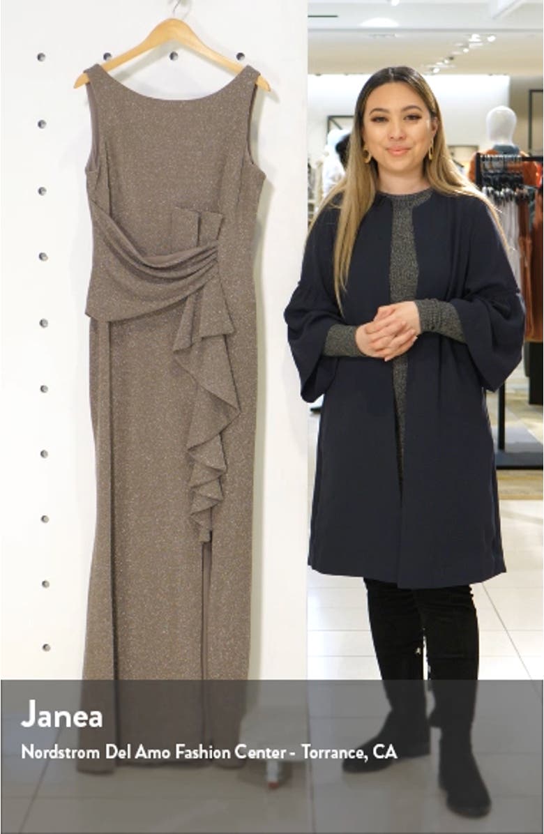 Ruffle Front Metallic Knit Gown, sales video thumbnail