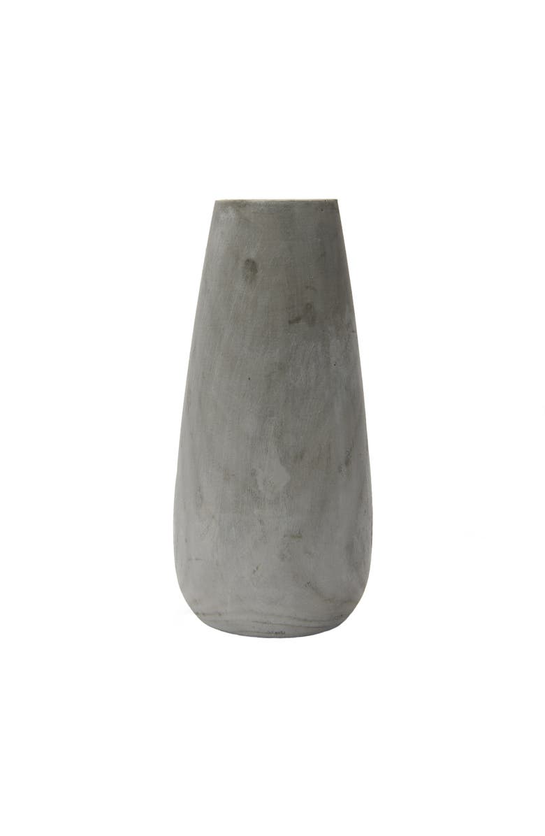 Storied Home Tall Paulownia Wood Vase with Washed Finish, Grey, Main, color, Grey