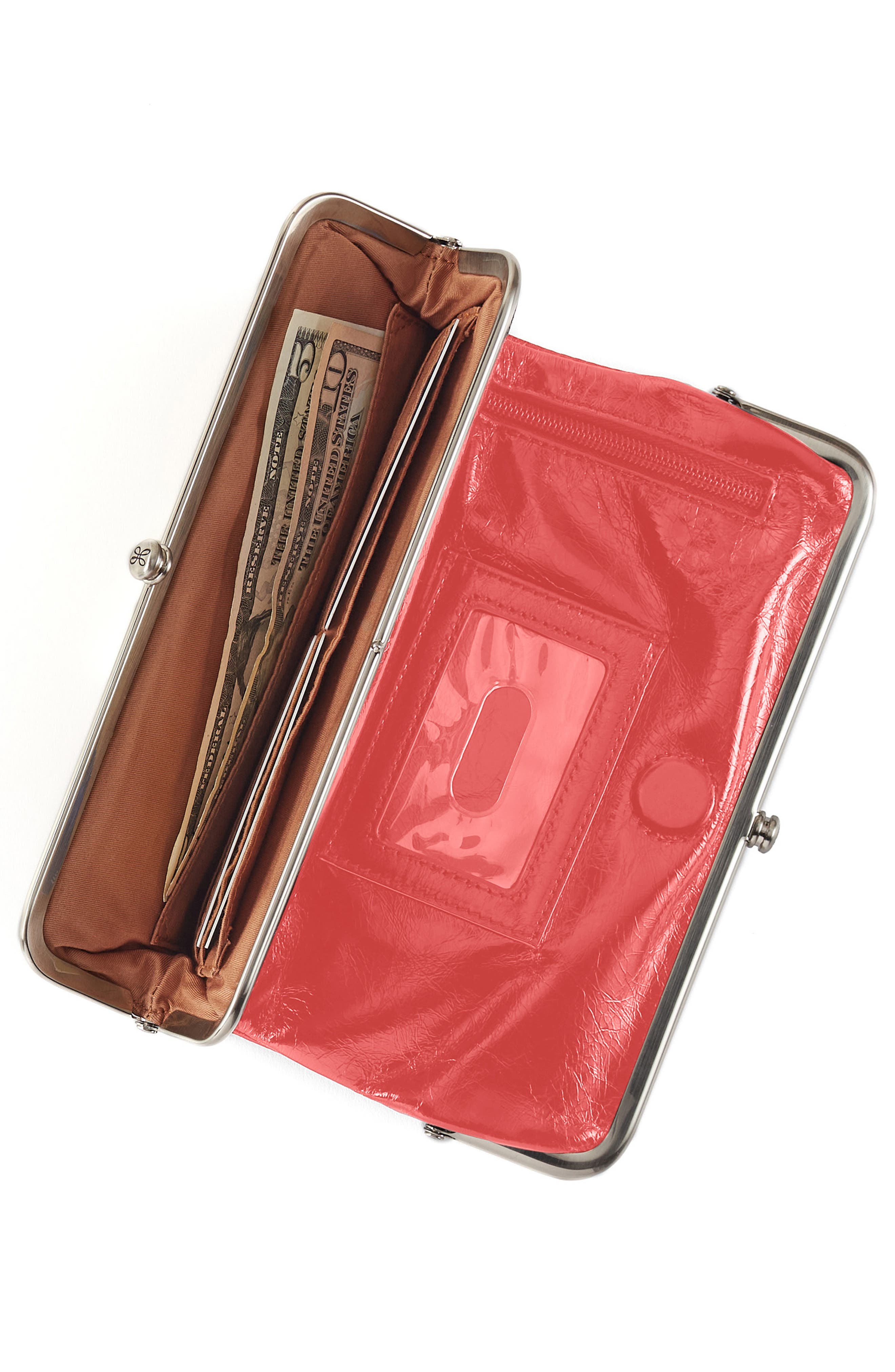 HOBO Lauren Leather Double Frame Clutch, Alternate, color, Pink Mirage