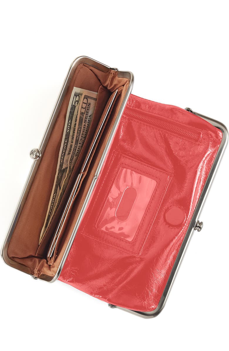 HOBO Lauren Leather Double Frame Clutch, Alternate, color, Pink Mirage