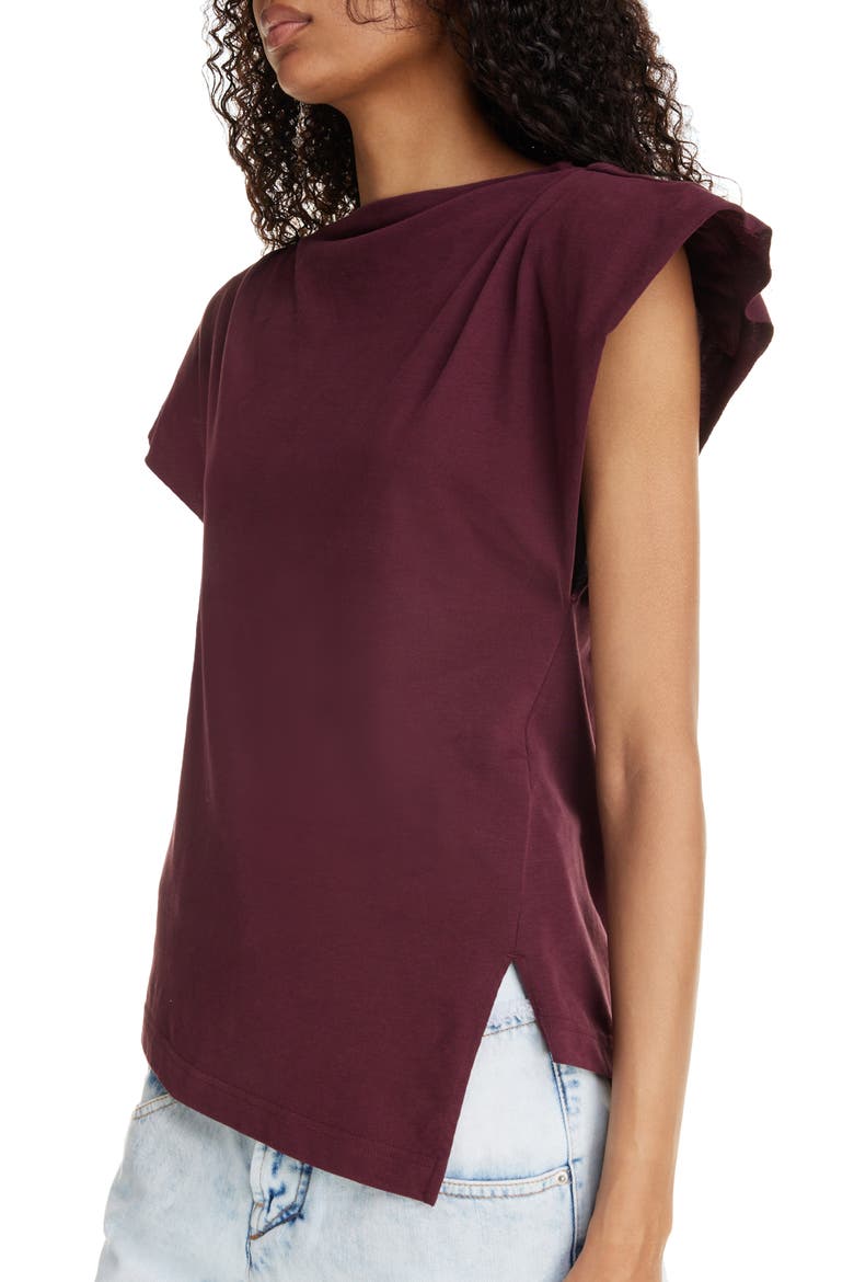 Sebani Gathered Shoulder Cotton T-Shirt, Alternate, color, PLUM