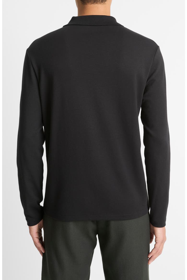 Milano Stitch Johnny Collar Long Sleeve Polo, Alternate, color, BLACK