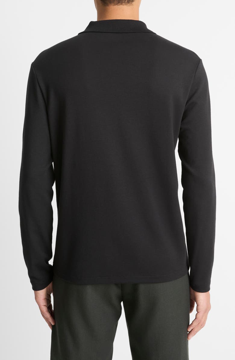 Vince Milano Stitch Johnny Collar Long Sleeve Polo, Alternate, color, Black