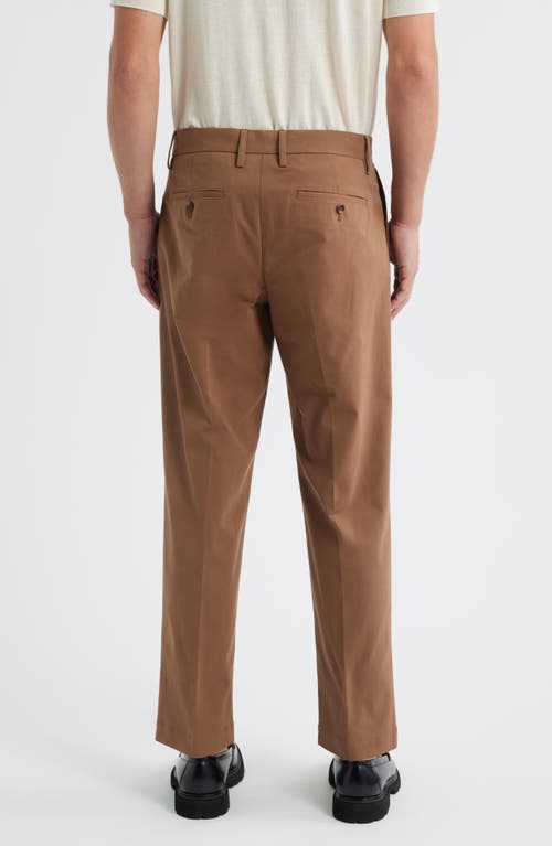 Open Edit Silk Straight Leg Pants In Brown