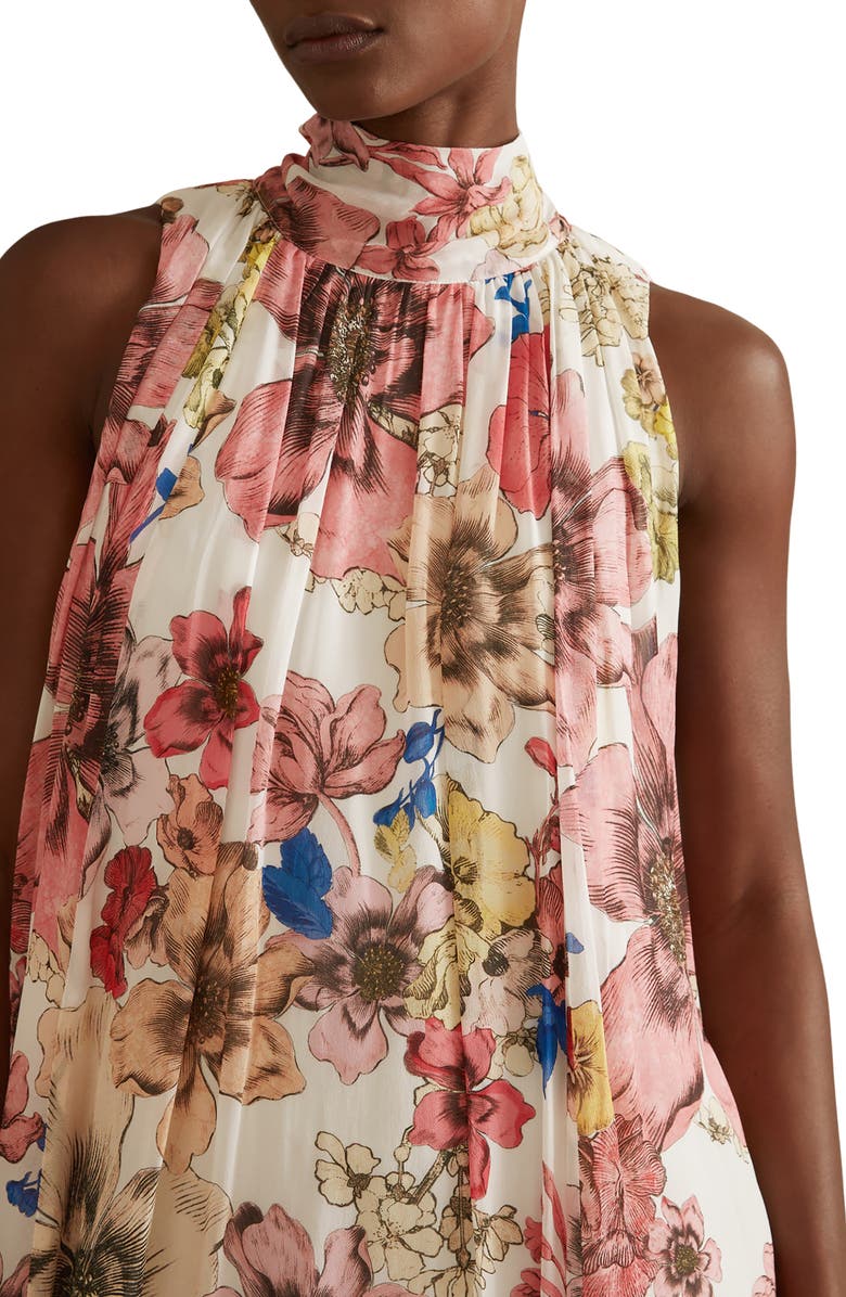 Reiss Kady Floral Shift Dress, Alternate, color, Cream/ Pink