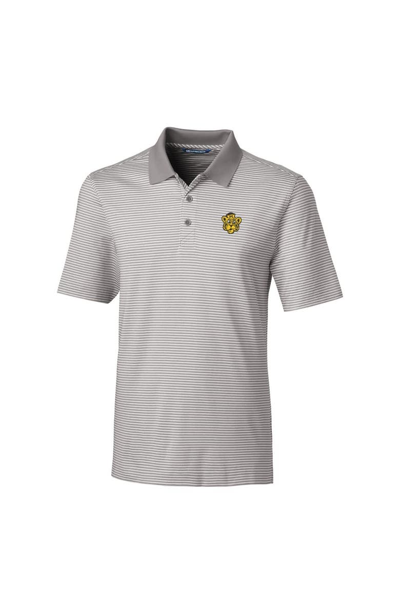 Cutter & Buck Men's Cutter & Buck Gray Missouri Tigers Forge Tonal Stripe Stretch Polo, Alternate, color, 