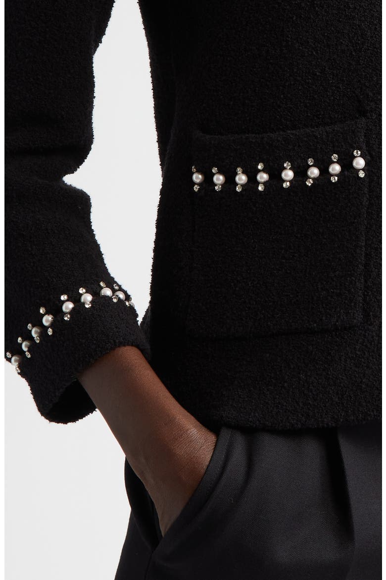 Embellished Stretch Micro Bouclé Jacket, Alternate, color, BK00 BLACK