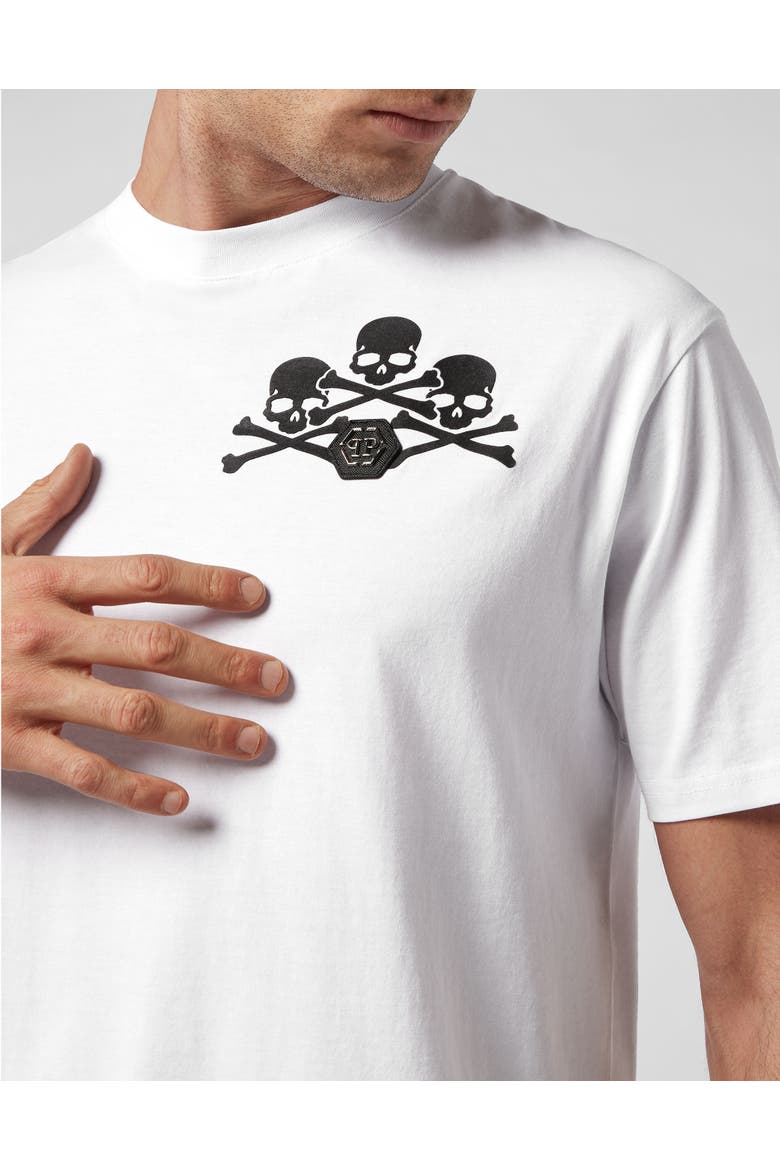 T-Shirt Round Neck Ss Skull Men, Alternate, color, white