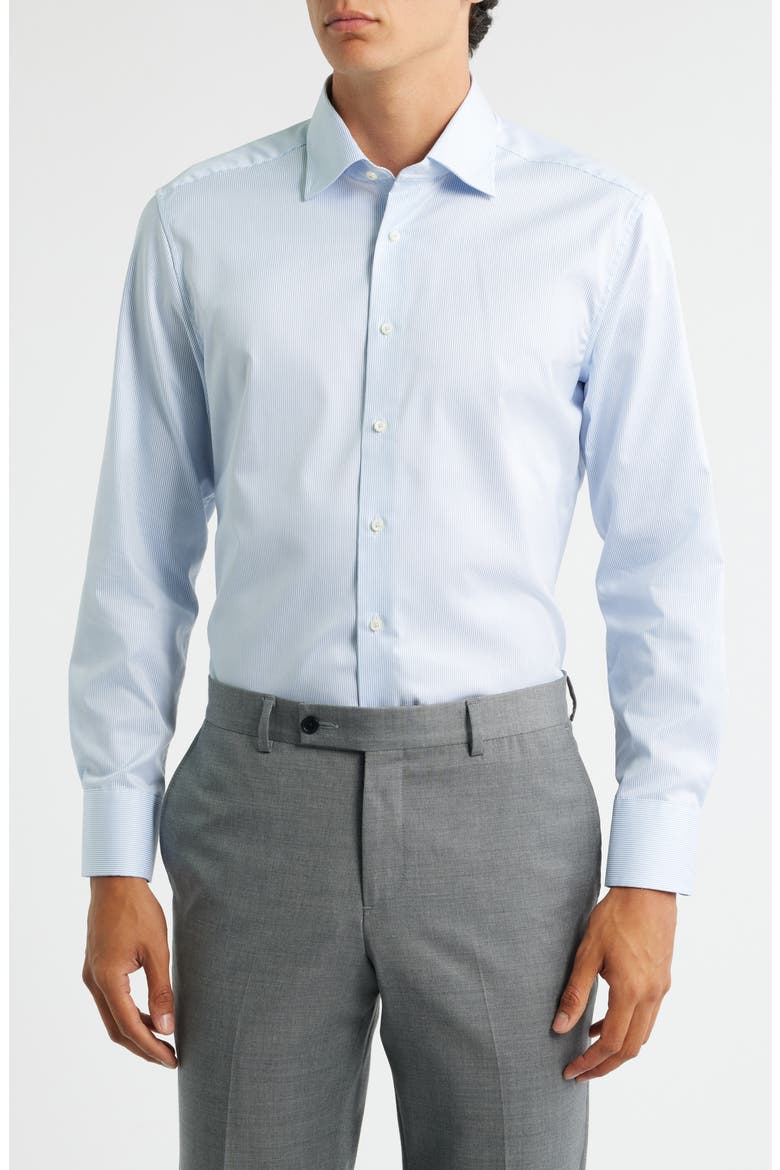 Luxury Slim Fit Micro Stripe Non-Iron Dress Shirt, Main, color, SKY