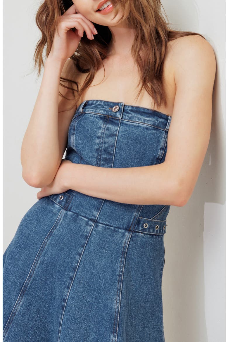 Strapless Denim Maxi Dress, Alternate, color, INDIGO DENIM
