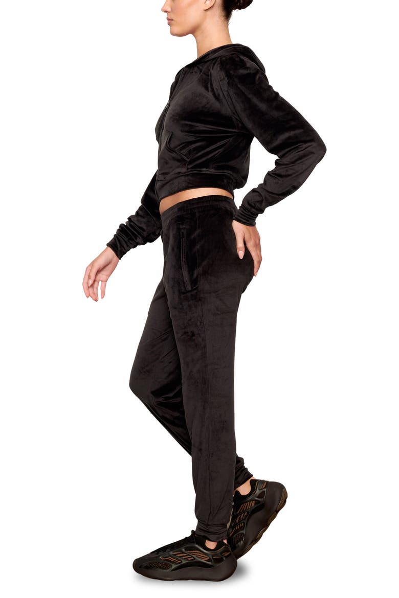 Velour High Waist Joggers, Alternate, color, SOOT